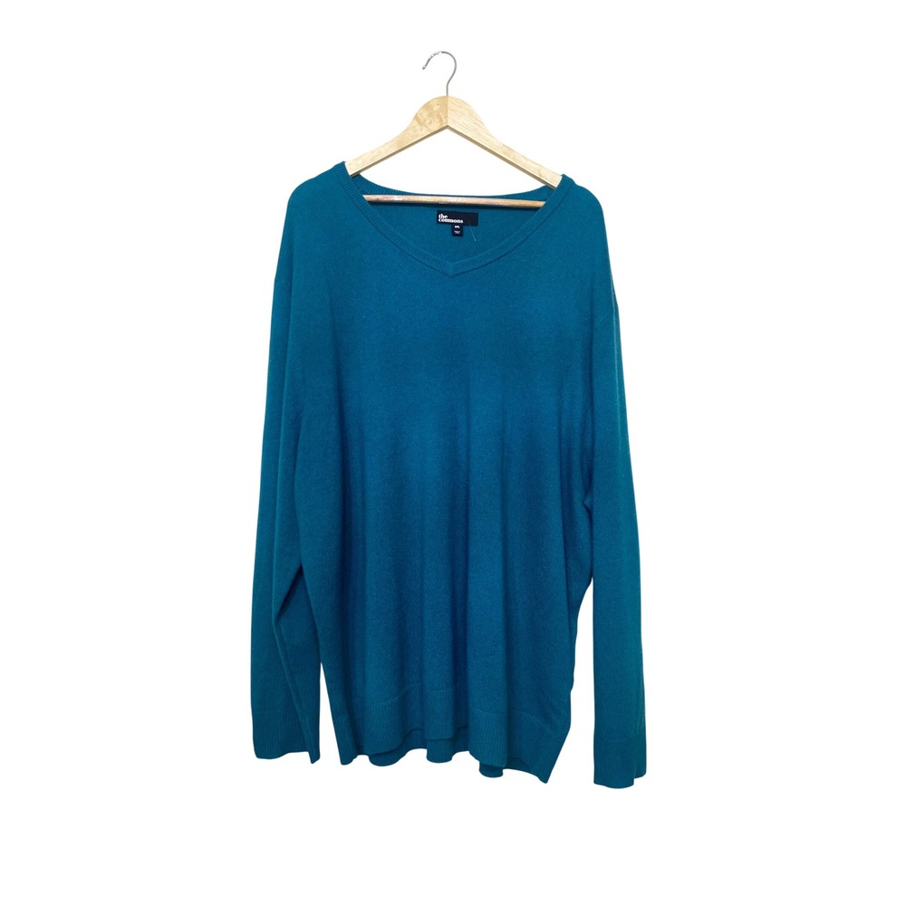 The Commons Mens 3XL Teal Blue 100% Cashmere‎ V-Neck Sweater